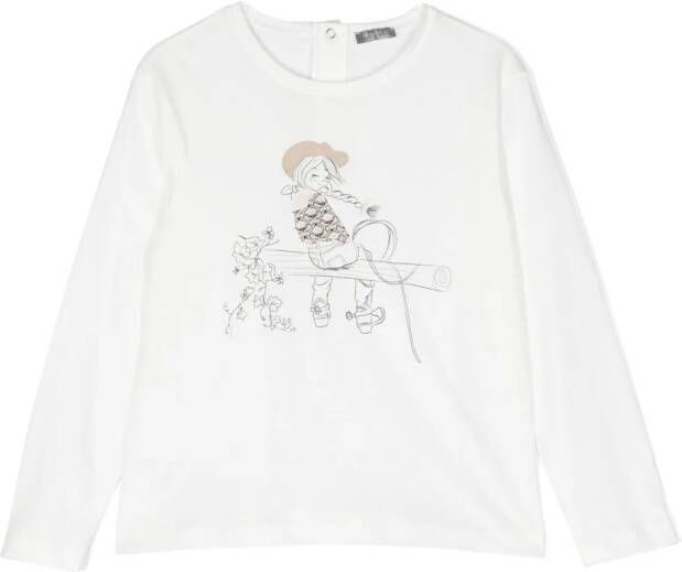 Il Gufo Top met grafische print Wit