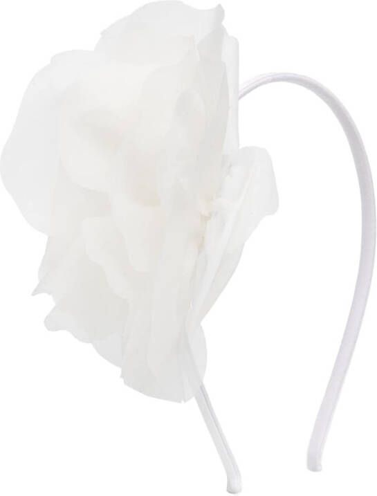 Il Gufo Haarband met bloemenapplicatie Wit
