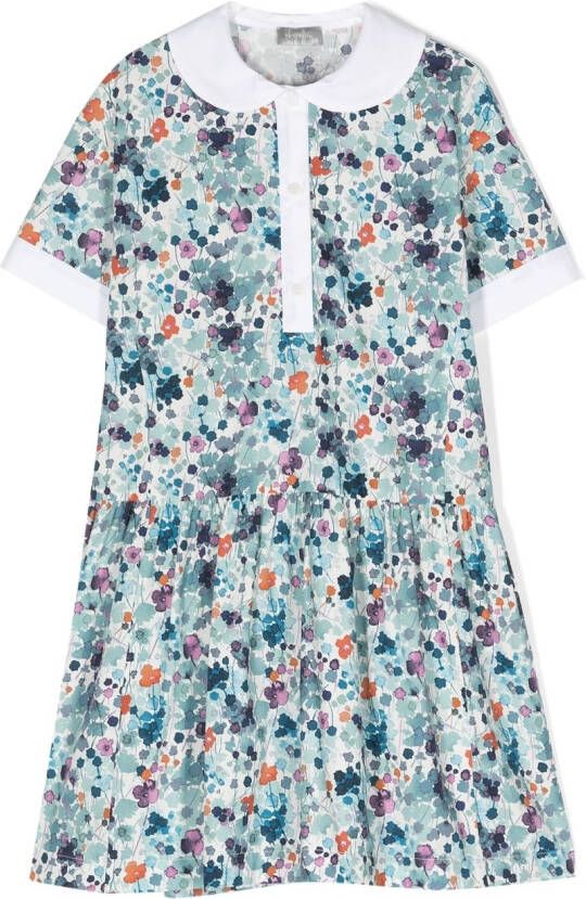 Il Gufo Jurk met bloe print Wit