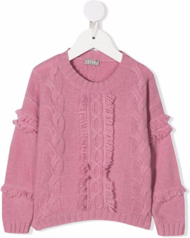 Il Gufo Kabelgebreide trui Roze