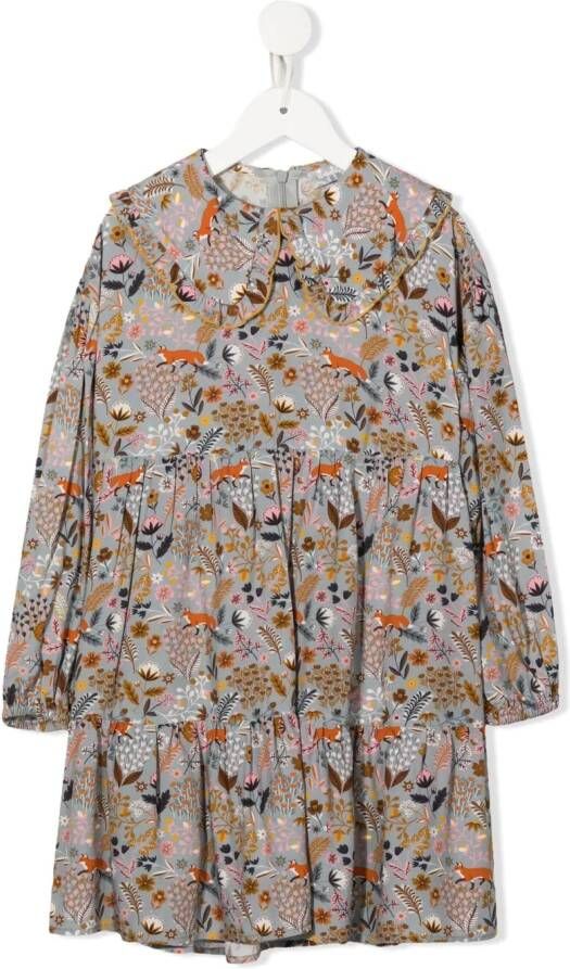 Il Gufo Midi-jurk met grafische print Grijs
