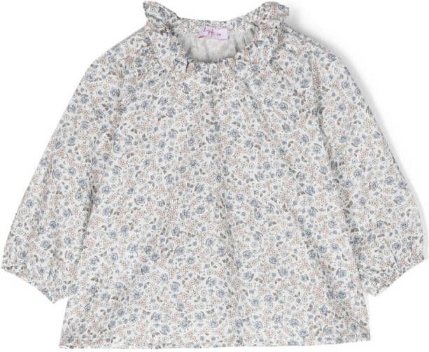 Il Gufo Shirt met bloe print Wit