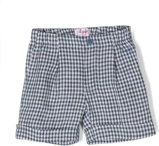 Il Gufo Shorts met gingham ruit Blauw