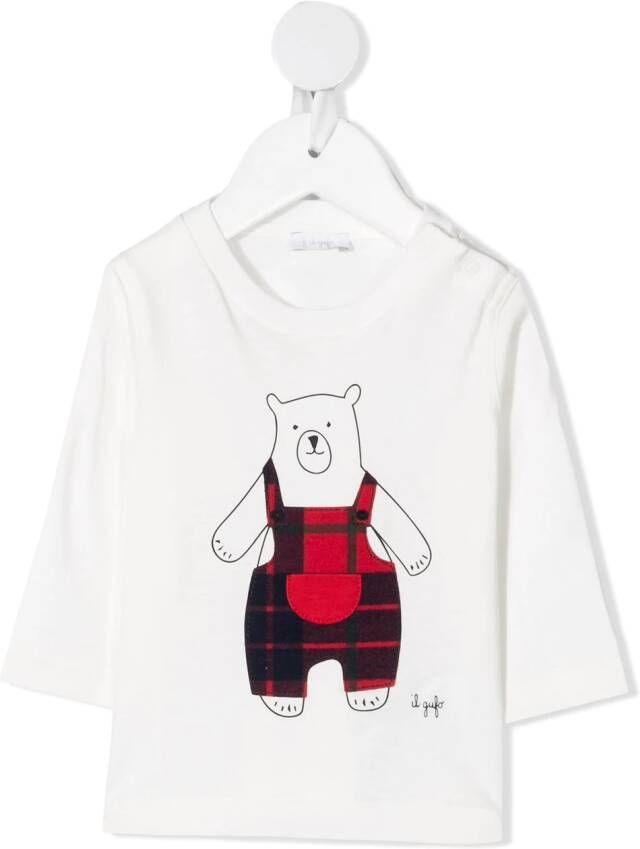 Il Gufo T-shirt met beerprint Wit