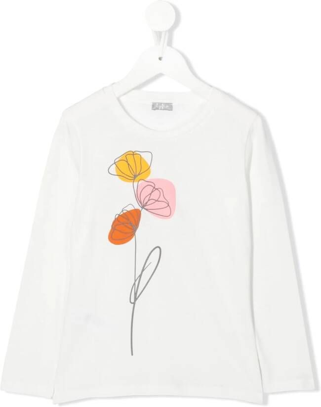 Il Gufo T-shirt met bloe print Wit
