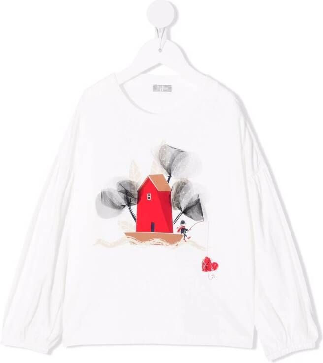 Il Gufo T-shirt met print Wit