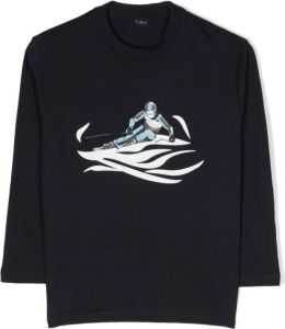 Il Gufo T-shirt met tijgerprint Blauw