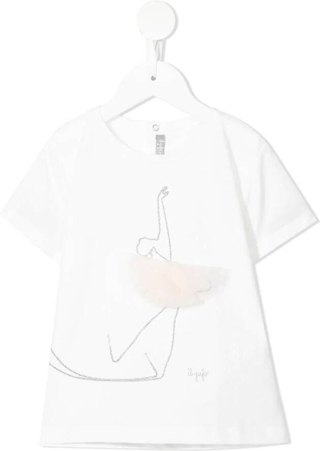 Il Gufo T-shirt met tutu print Wit