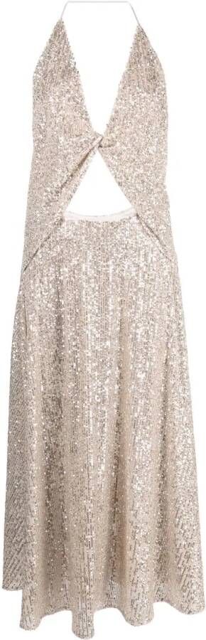 In The Mood For Love Midi-jurk verfraaid met pailletten Beige