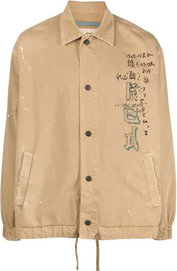 Incotex Shirtjack met grafische print Beige