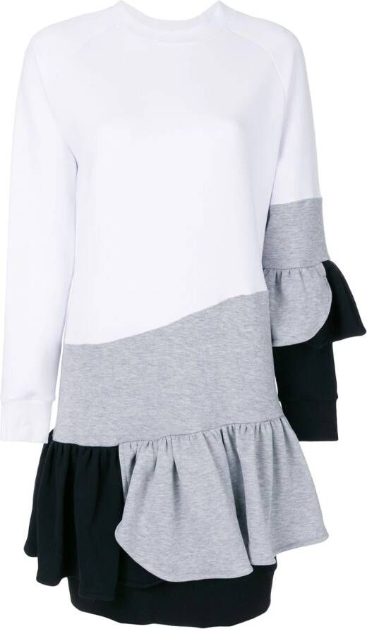 Ioana Ciolacu colour-block frill dress Wit