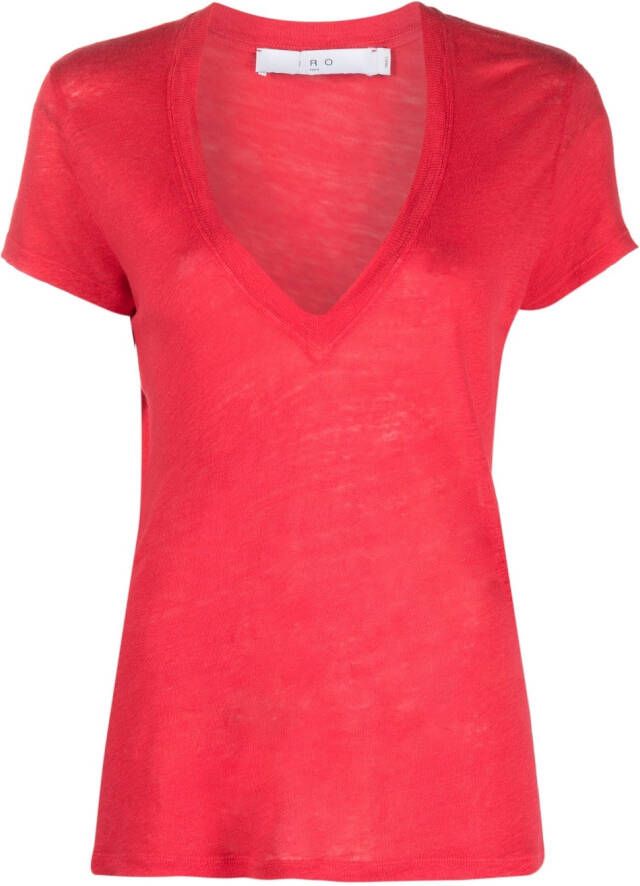 IRO T-shirt met diepe V-hals Roze