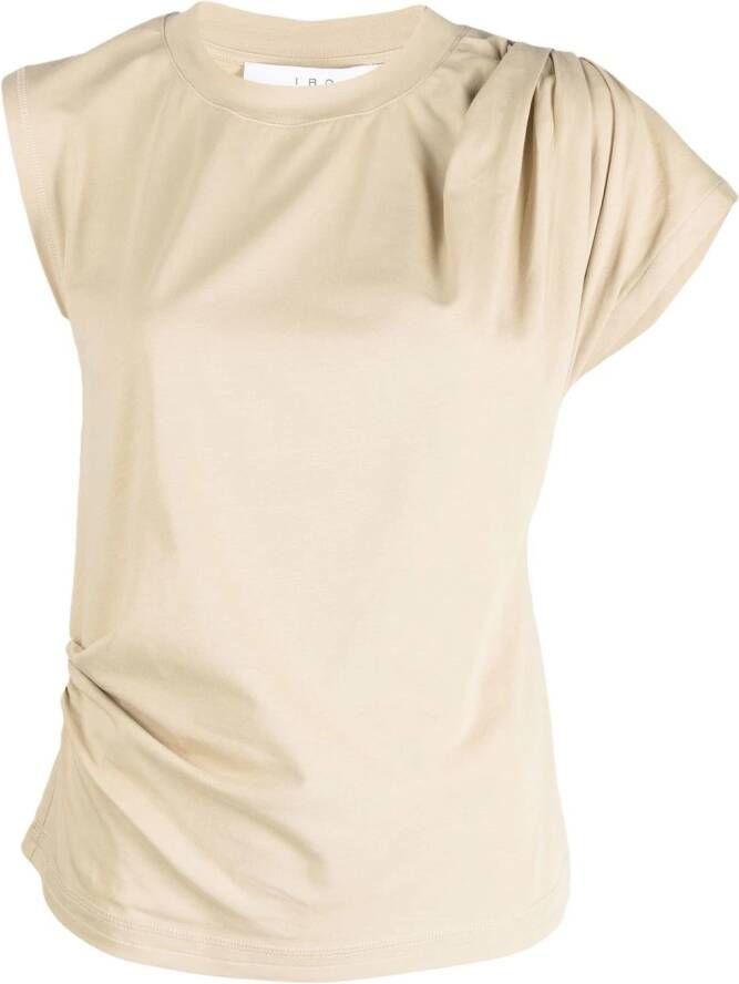 IRO T-shirt met gesmokte schouders Beige