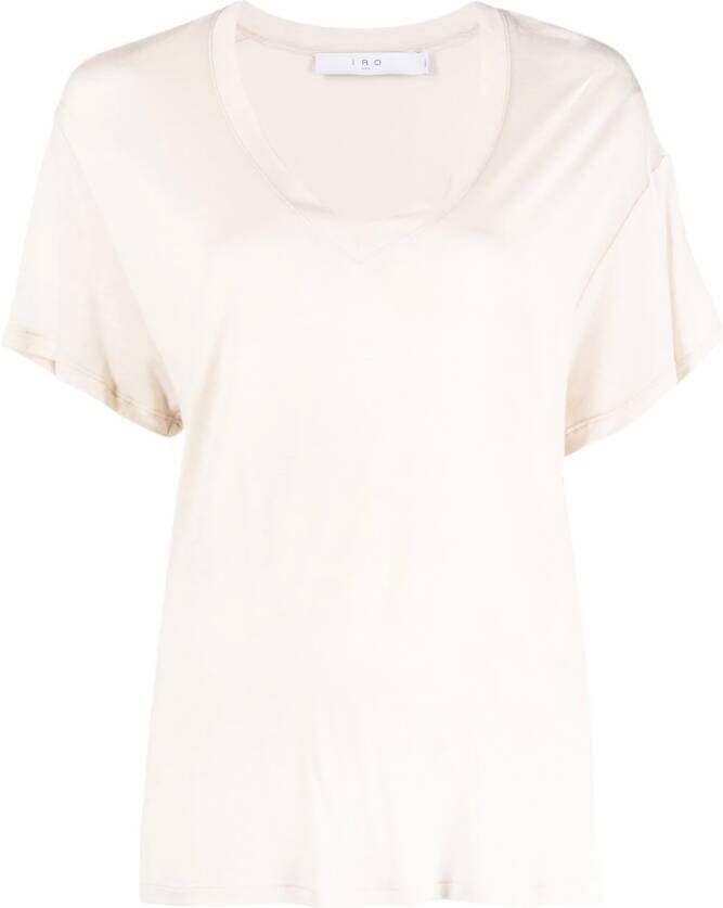 IRO T-shirt met U-hals Beige