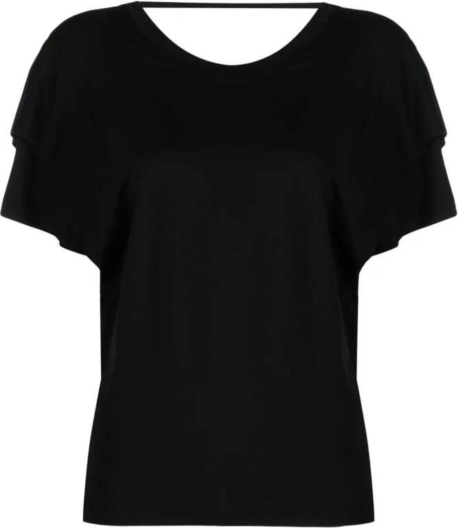 IRO T-shirt met V-rug Zwart