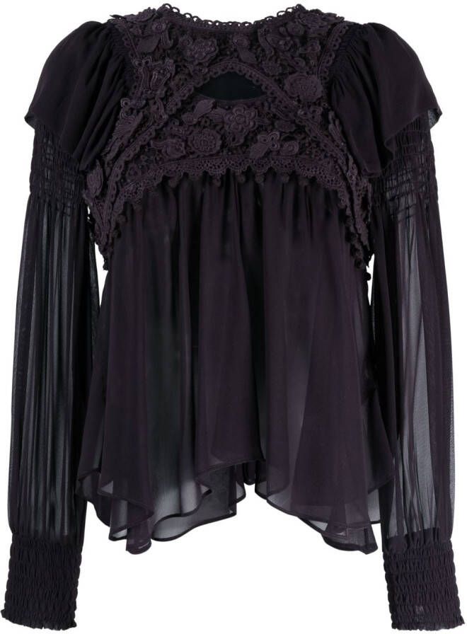 ISABEL MARANT Rokia blouse met kant Zwart