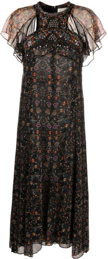 ISABEL MARANT Midi-jurk met paisley-print Zwart