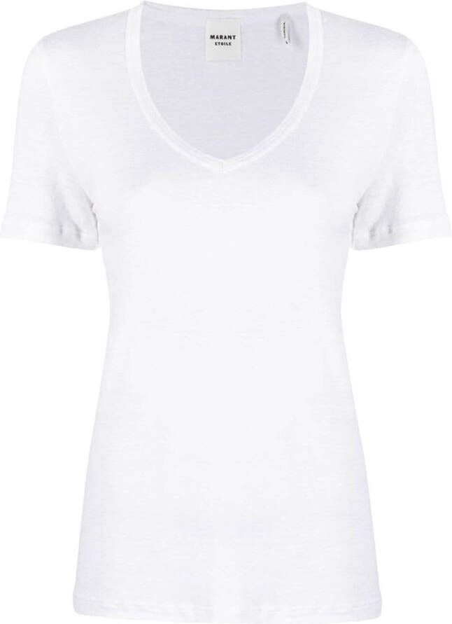 MARANT ÉTOILE T-shirt met diepe ronde hals Wit