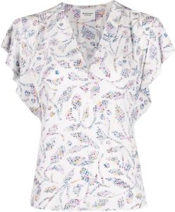 Isabel Marant Étoile V-neck graphic-print blouse Wit