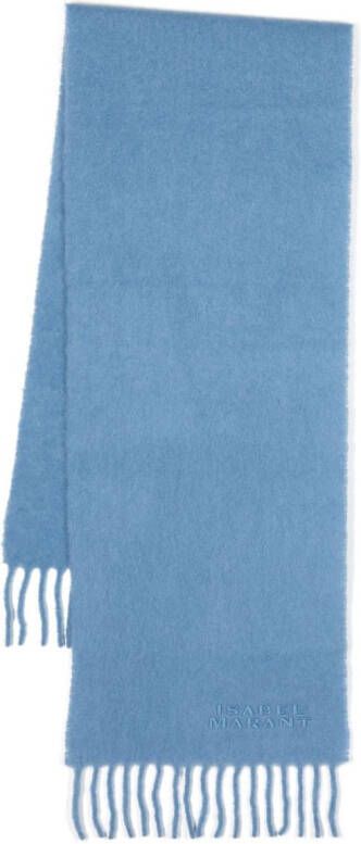 ISABEL MARANT Firny sjaal met geborduurd logo Blauw