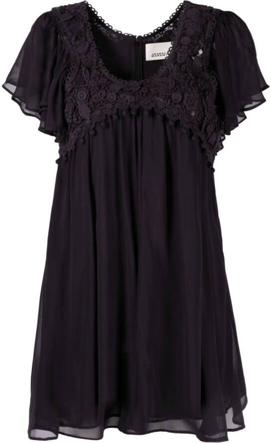 ISABEL MARANT Mini-jurk met bloemenkant Zwart
