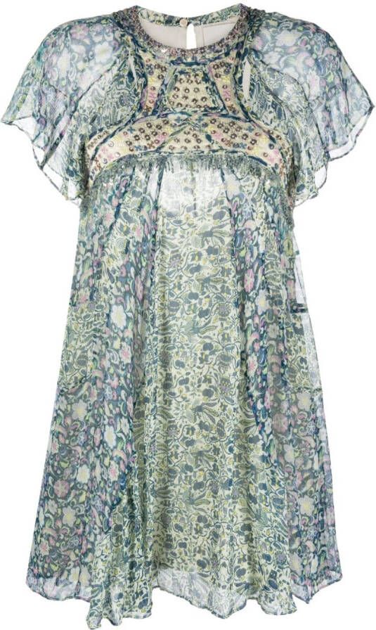 ISABEL MARANT Mini-jurk met bloemenprint Blauw