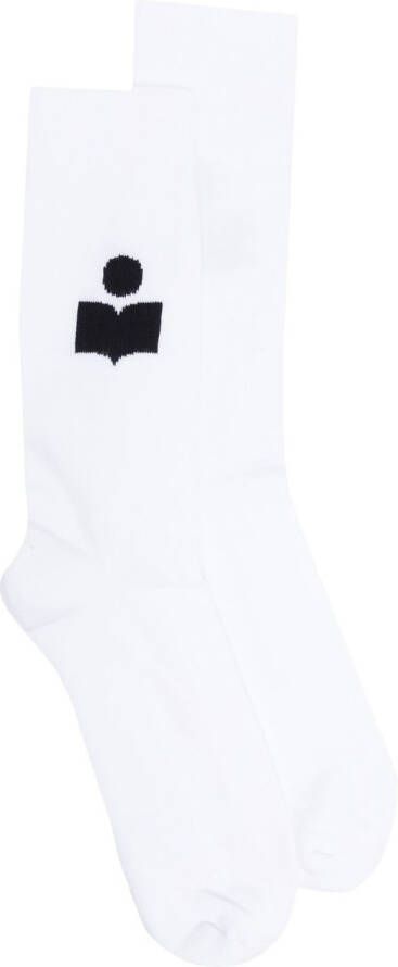 MARANT Siloki sokken met intarsia logo Wit
