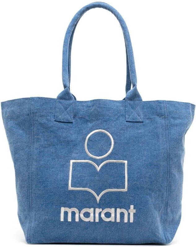 ISABEL MARANT Shopper met geborduurd logo Blauw