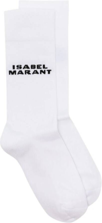 ISABEL MARANT Sokken met intarsia logo Wit