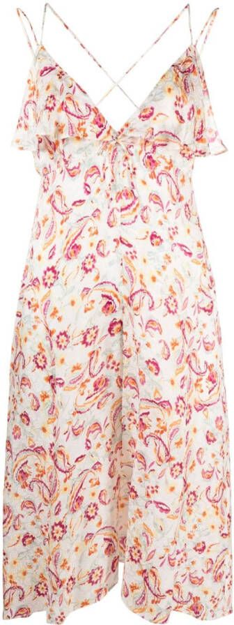 ISABEL MARANT Paysa midi-jurk met bloemenprint Wit