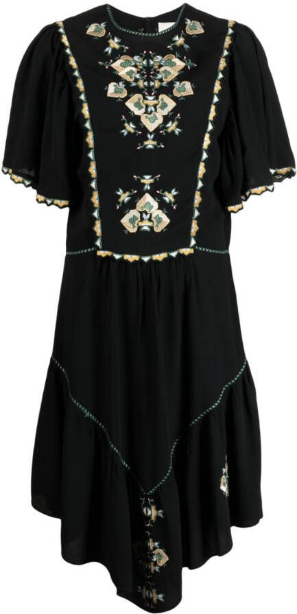 ISABEL MARANT Midi-jurk met borduurwerk Zwart