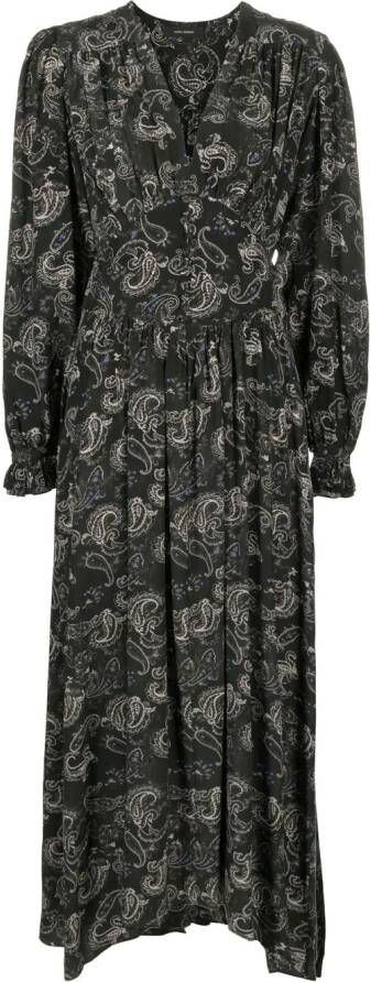 ISABEL MARANT Midi-jurk met paisley-print Zwart