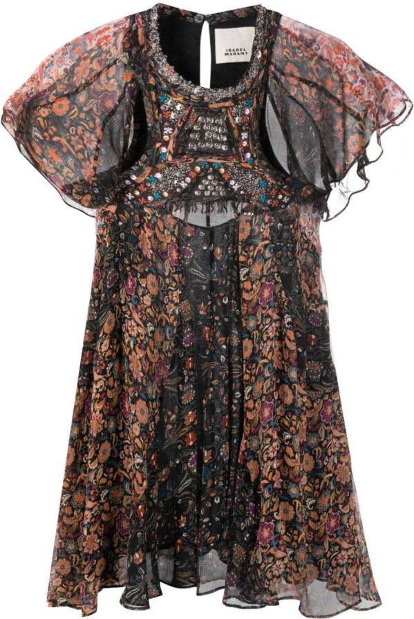 ISABEL MARANT Mini-jurk met bloemenprint Zwart