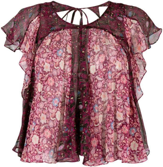 ISABEL MARANT Oriane blouse met bloemenprint Roze