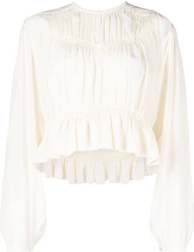 ISABEL MARANT Nelino geplooide top Beige