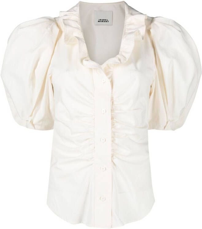 ISABEL MARANT Catalia blouse met pofmouwen Beige