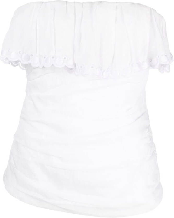 ISABEL MARANT ruffled strapless cotton top Wit