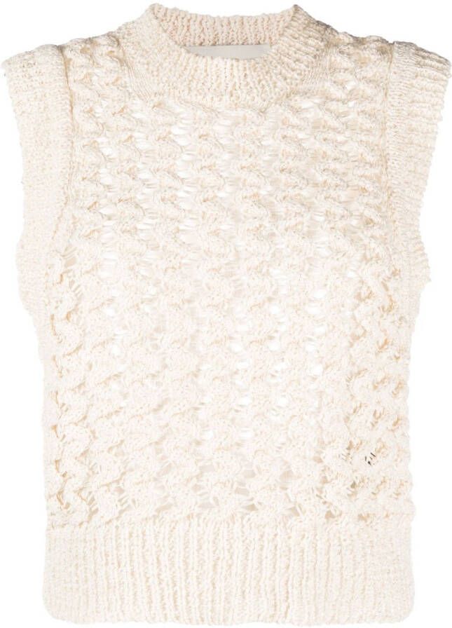 ISABEL MARANT Faye semi-doorzichtige top Beige