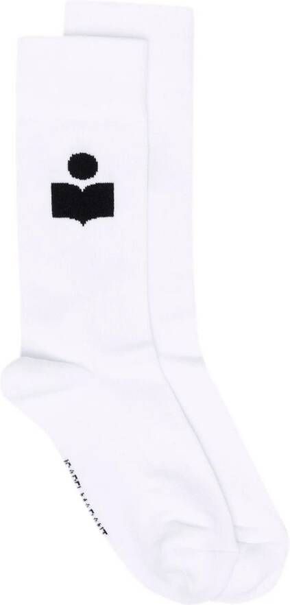 Isabel Marant Sokken met geborduurd logo dames Elastane katoen polyamide OS Wit