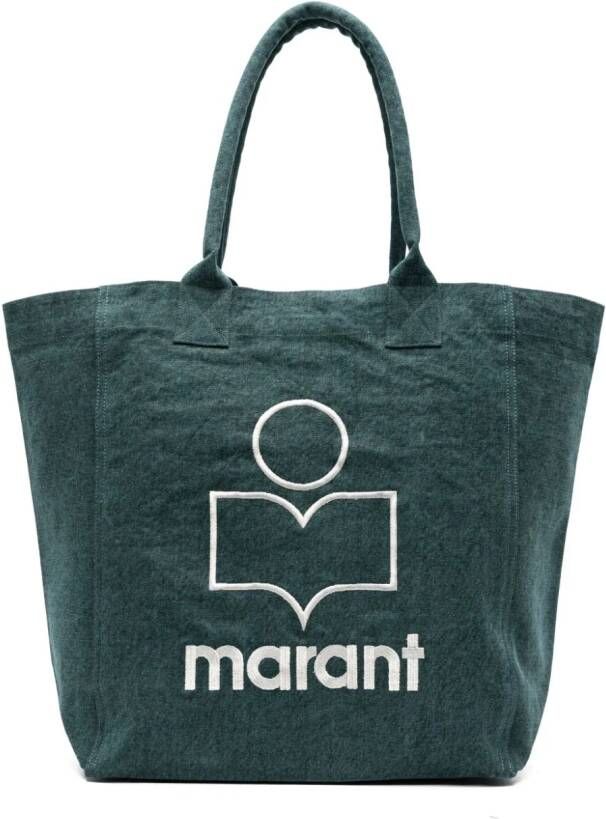 ISABEL MARANT Yenki logo-embroidered tote bag Groen
