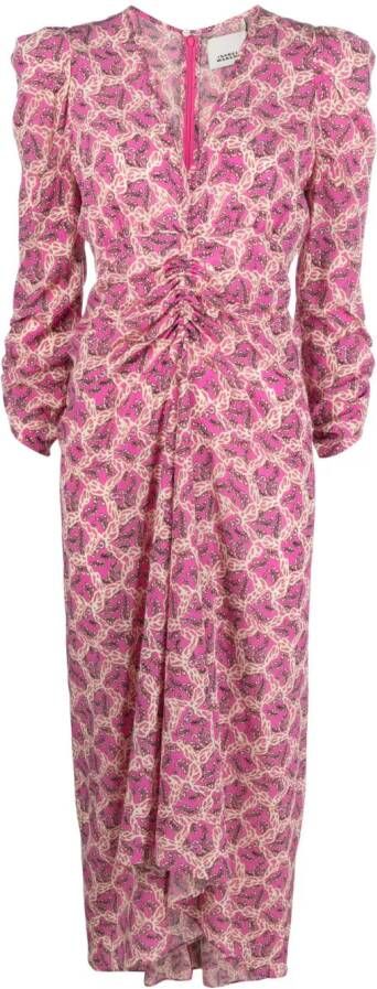 ISABEL MARANT Zijden midi-jurk Roze