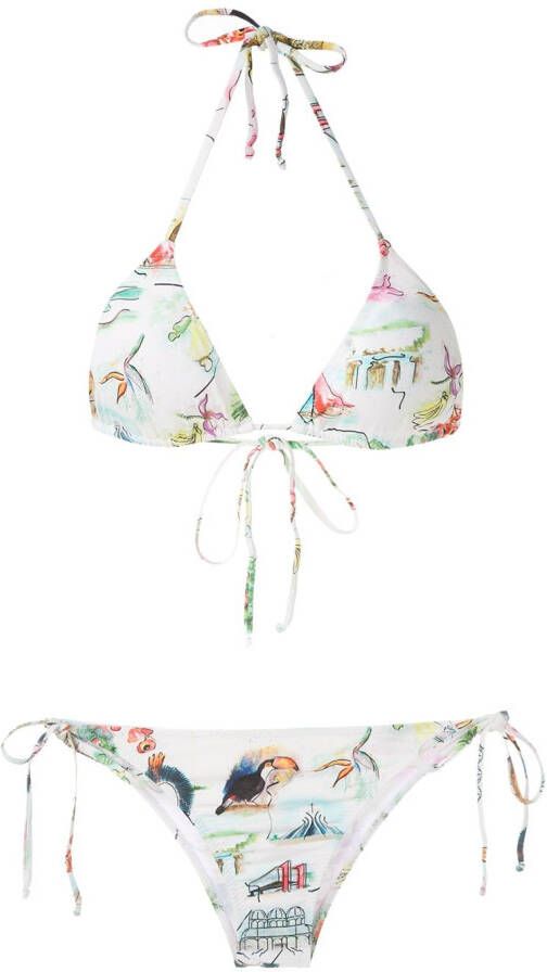 Isolda Bikini met print Wit