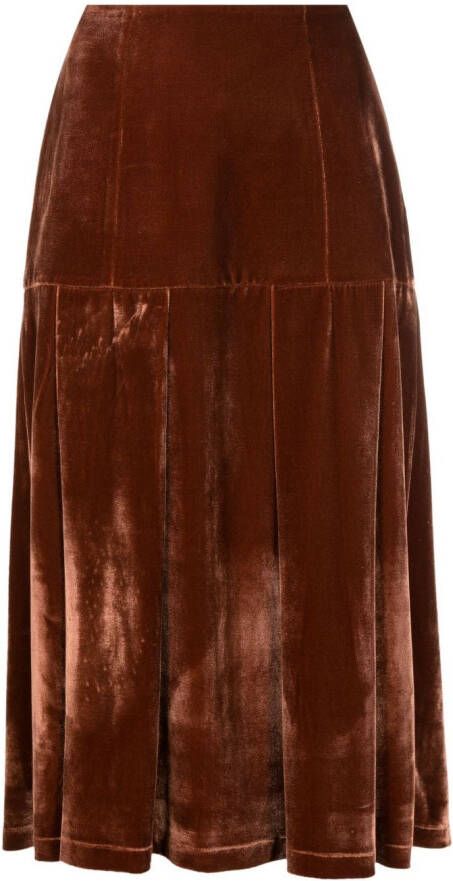 Isolda Fluwelen midi-rok Bruin