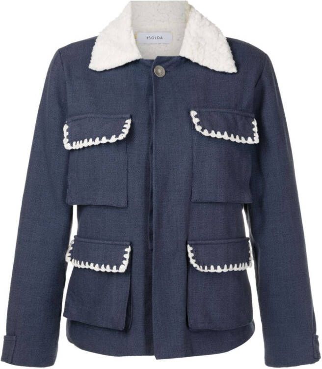 Isolda Jack met lammy kraag Blauw