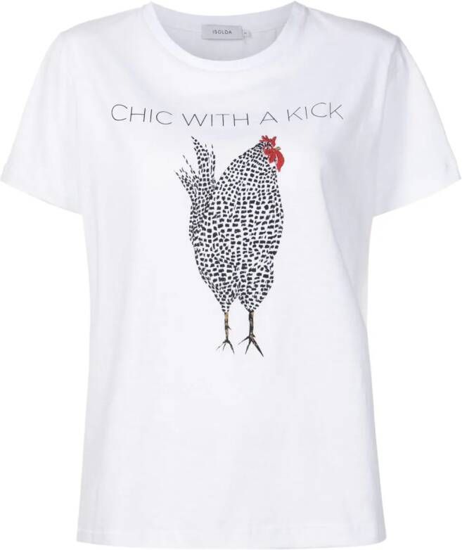 Isolda T-shirt met print Wit