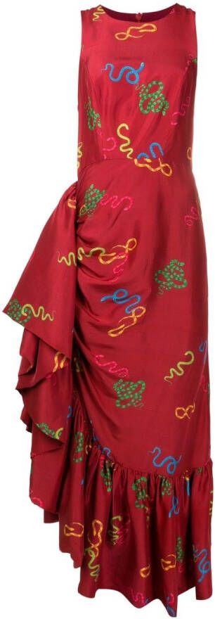 Isolda Zijden jurk Rood