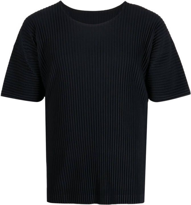 Issey Miyake Geplooid T-shirt Zwart