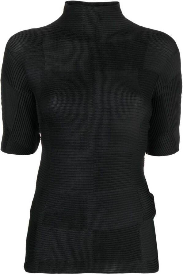 Issey Miyake T-shirt met hoge hals Zwart