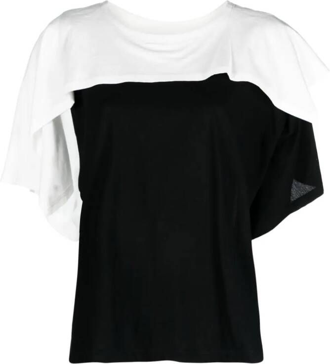 Issey Miyake T-shirt met overlappend vlak Zwart
