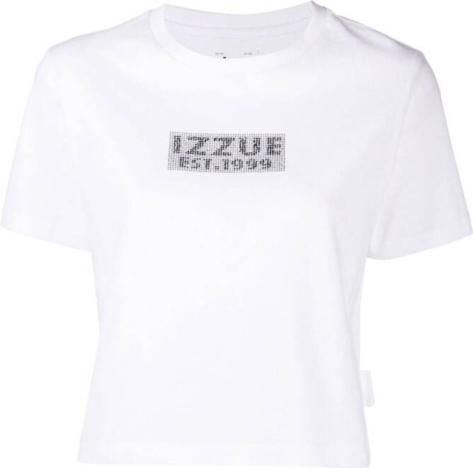 Izzue T-shirt verfraaid met kristallen Wit